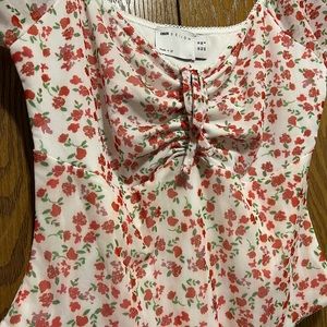 ASOS bodysuit 90s milkmaid mesh floral. Size 6. New.